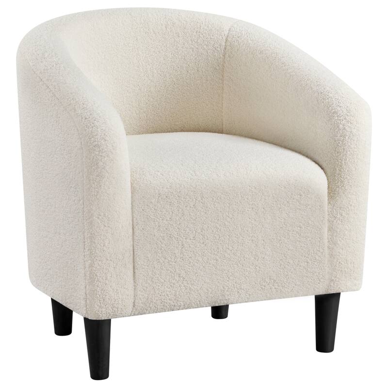 Yaheetech Club Chair Accent Barrel Chair Upholstered Arm Chair - Ivory