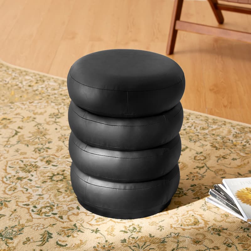 Glitzhome 19.5"H Leather Upholstered Storage Ottoman or Accent Stool