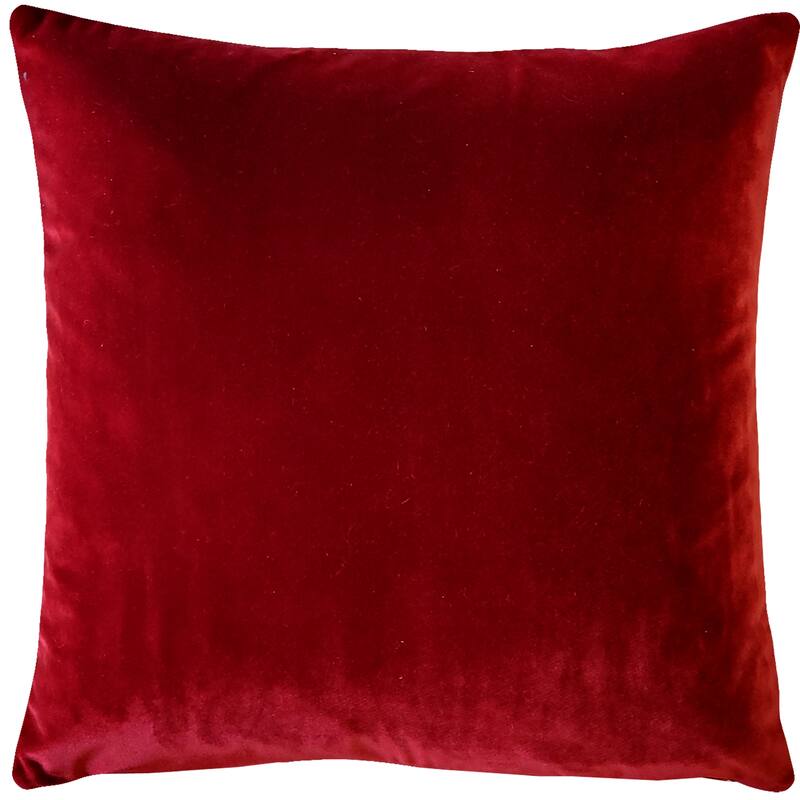 Pillow Decor Castello Soft Velvet Throw Pillows (3 Sizes, 18 Colors) - Red - 17" x 17' - Feather Down
