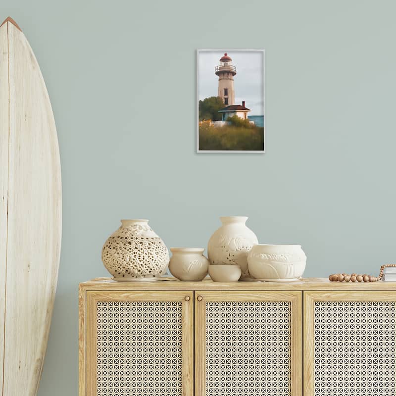 Stupell Scenic Summer Lighthouse View Framed Giclee Art Design By Elizabeth Medley