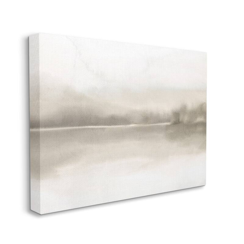 Stupell Hazy Lakeside Landscape Reflection Modern Abstract Design Canvas Wall Art - Brown