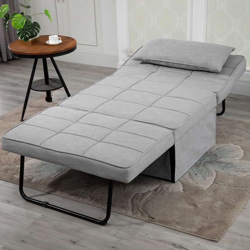 HOMCOM 4-in-1 Table/Sofa/Chair/Bed with 5-Level Adjustable Backrest, Footstool for Living Room or Bedroom