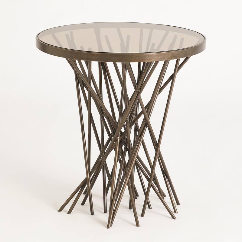Stix Side Table w/Bronze Glass - Forest Black