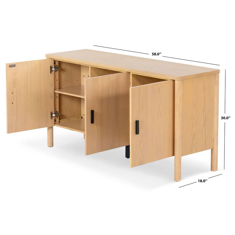 SAFAVIEH Couture Jaylessa Wood 3 Door Sideboard - 58"W x 18"D x 30"H