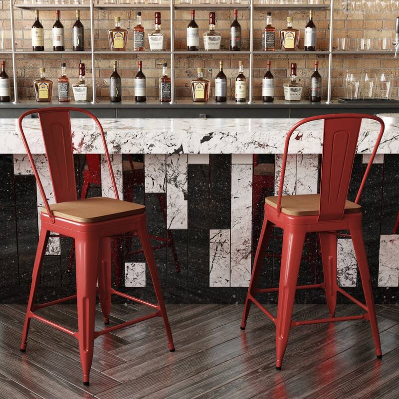 All-Weather Commercial Counter Stool with Removable Back & Poly Resin Seat