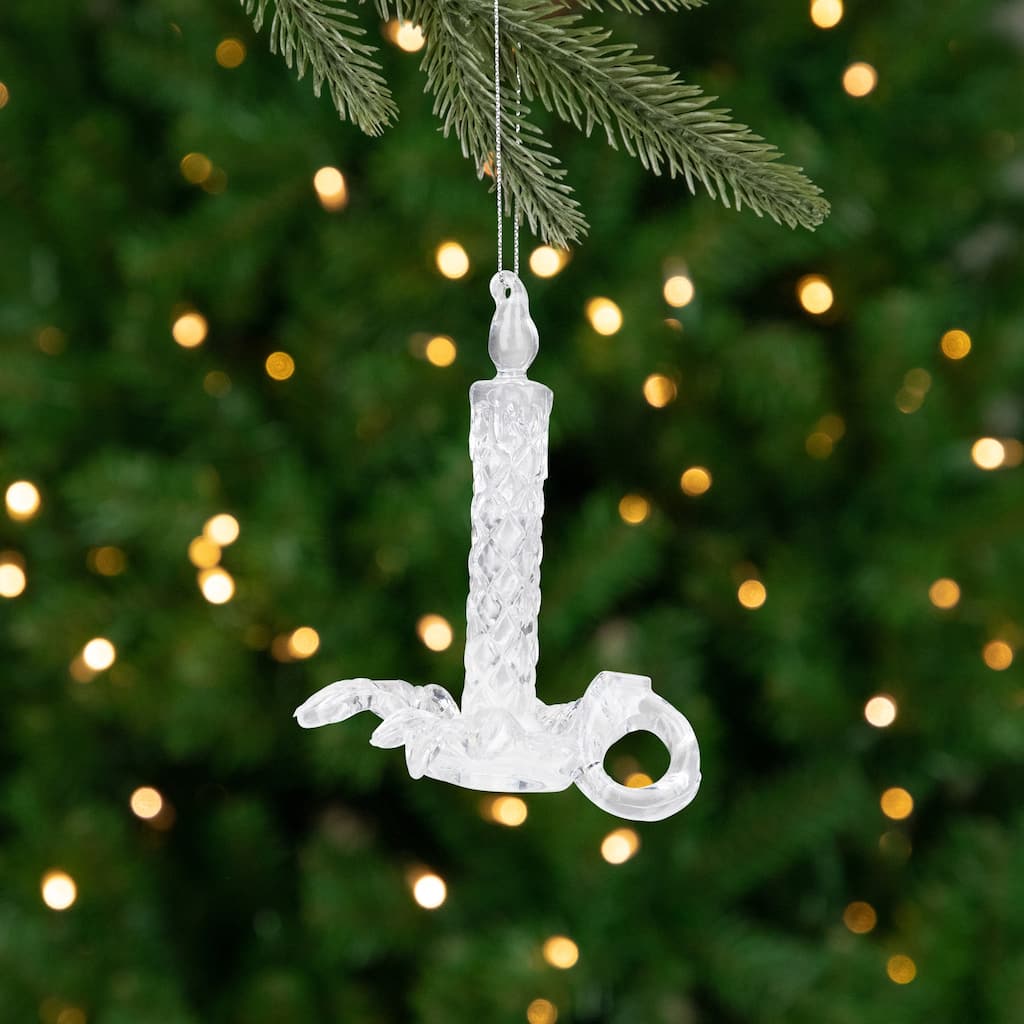 Candlestick with Holly Leaf Christmas Ornaments - 4" - Set of 4