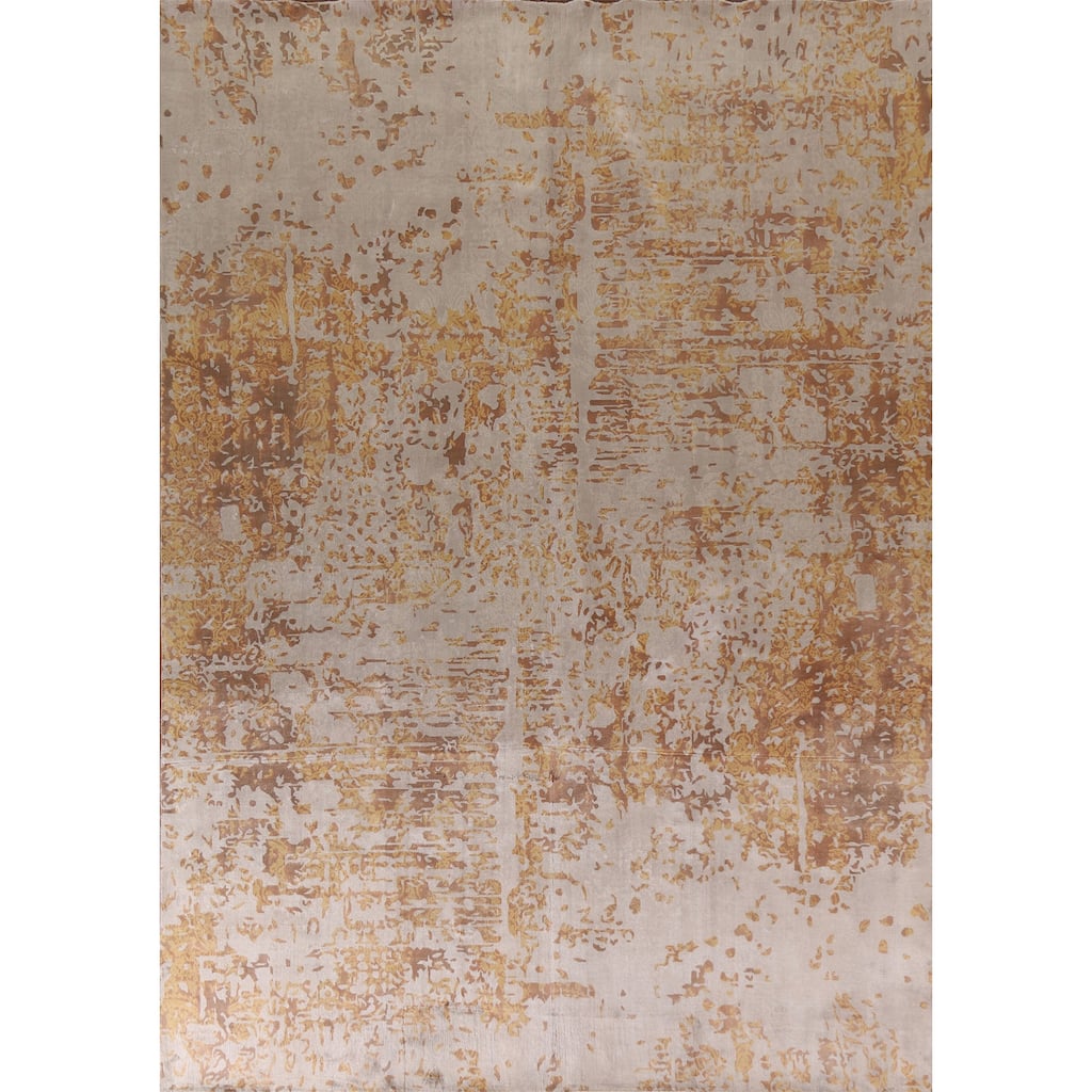 Beige Modern / Abstract Area Rug Hand-Knotted Wool Carpet - 7'11"x 10'1"