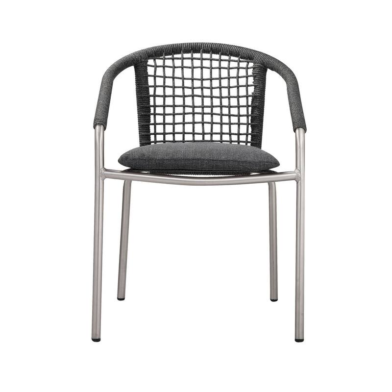 Phil 7 Piece Dining Set, Slate Gray Woven Rope, Sturdy Aluminum Frames