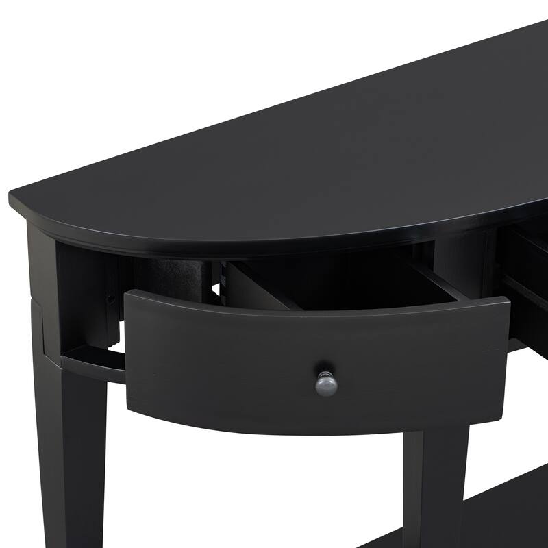 Roomfitters Modern Curved Console Table with 3 Drawers and 1 Shelf, Ideal for Hallway, Entryway, or Living Room