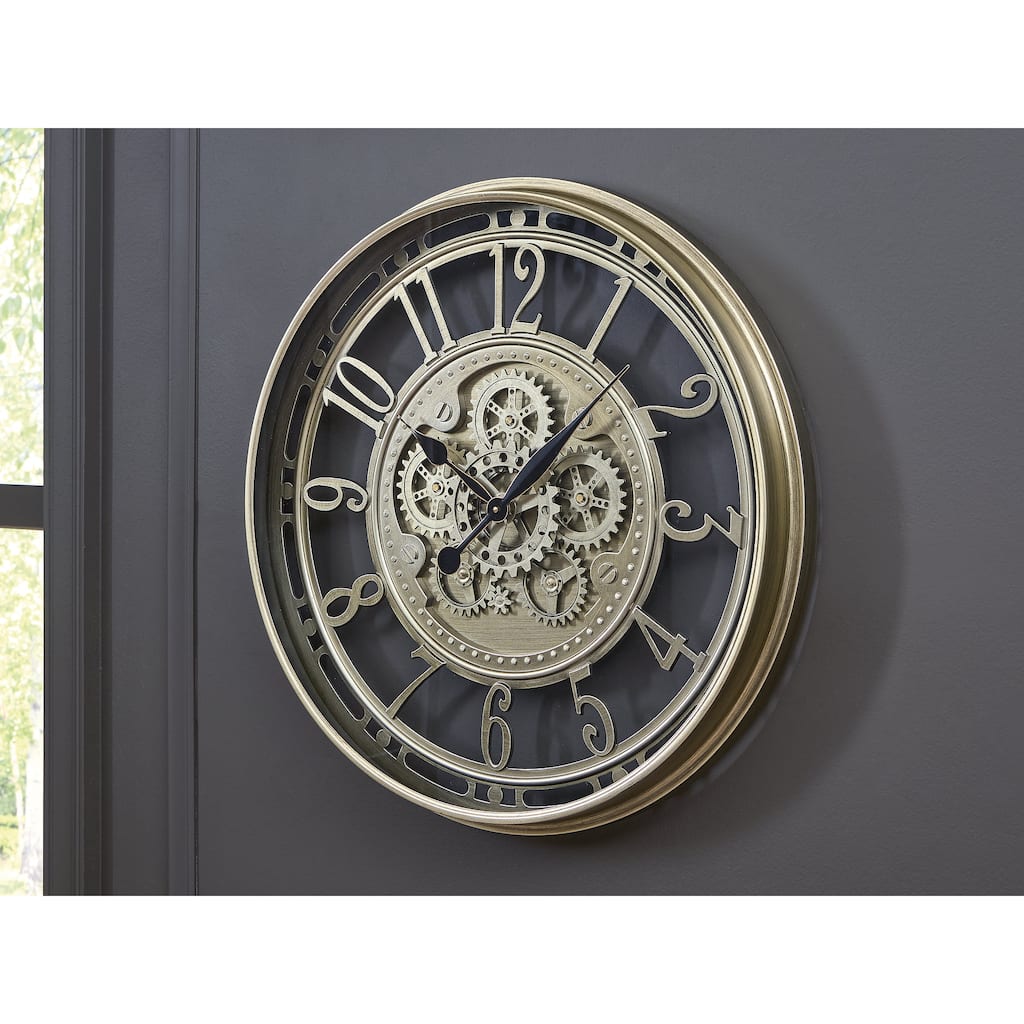 Signature Design by Ashley Gilover Light Brown Wall Clock - 27" W x 3" D x 27" H