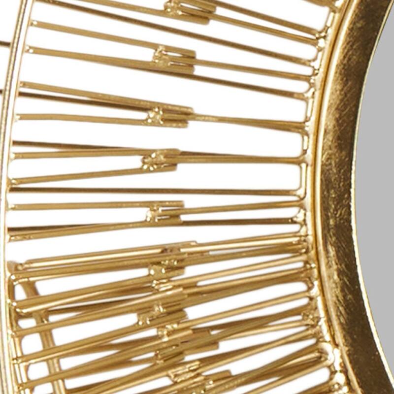 Gold Metal Layered Starburst Room Wall Mirror with Wire Starburst Rays - Iron