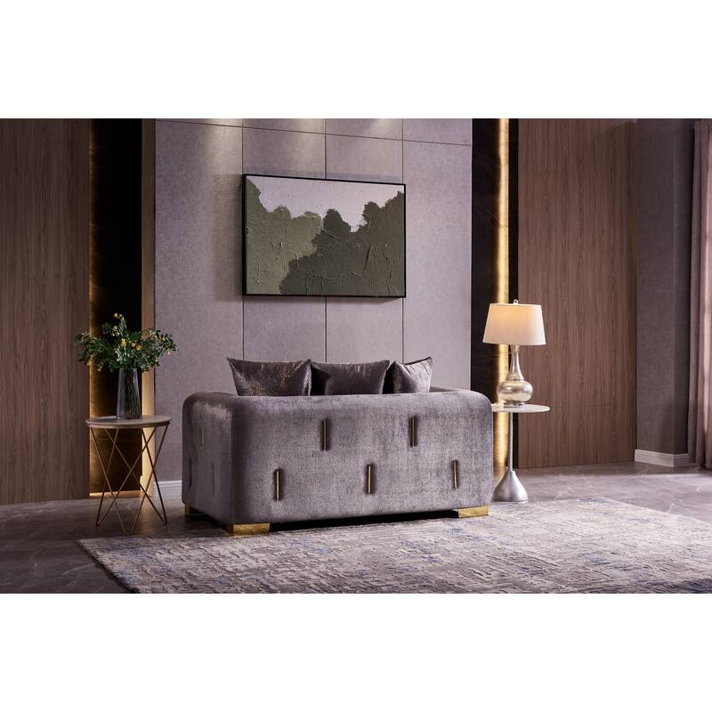 Modern Style Loveseat In Cream - Silver-1