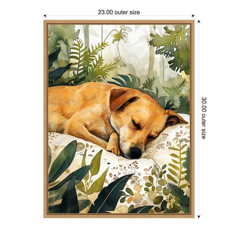 Dogs Life Pillow Time by Justyna Jaszke Framed Canvas Wall Art - 23 x 30 in