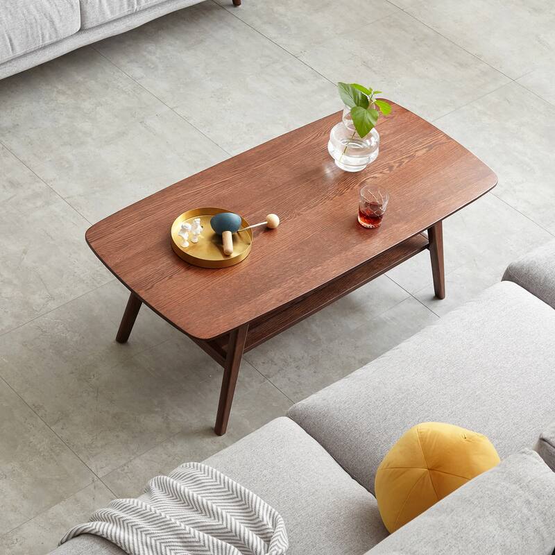 Christopher Knight Home - Hudson Solid Oak Coffee Table with Storage Shelf for Living Room & Home Office