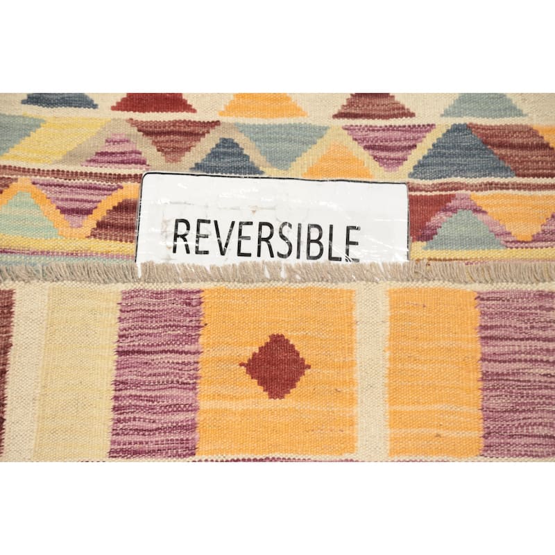 Hand Woven Oriental 100% Wool Carpet Southwestern Tribal Multi-Colored Kilim Runner Rug - 6' 2'' X 2' 1''