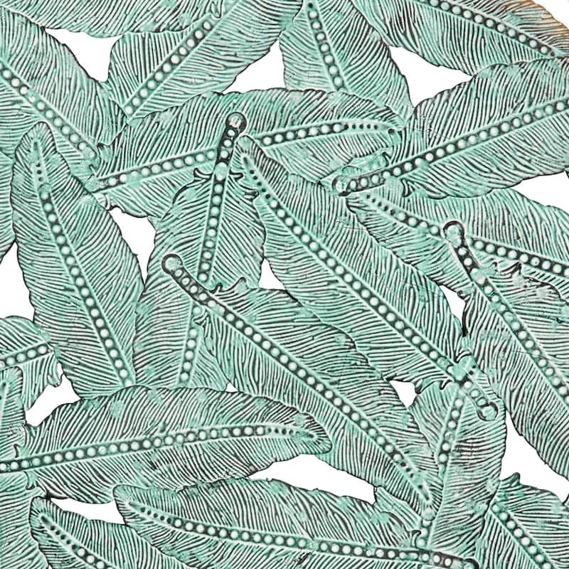 Roomfitters Textured Feather 3-Piece Metal Disc Wall Decor Set, Modern Round 20-Inch Dimensional verdigris Wall Art, Blue