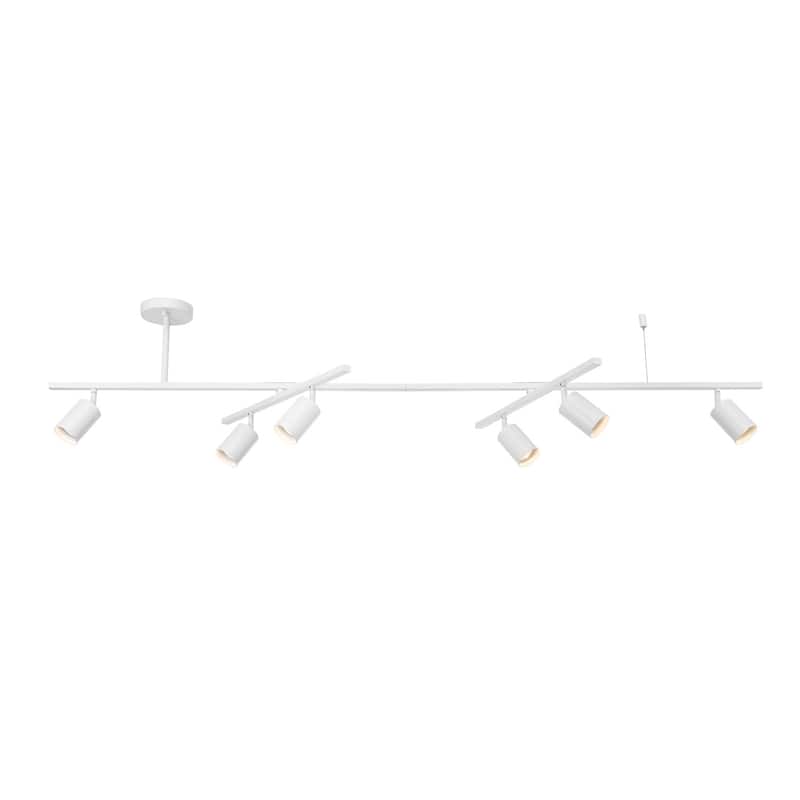 West 64" 6-Light Matte White Track Lighting with Center Swivel Bars - one size