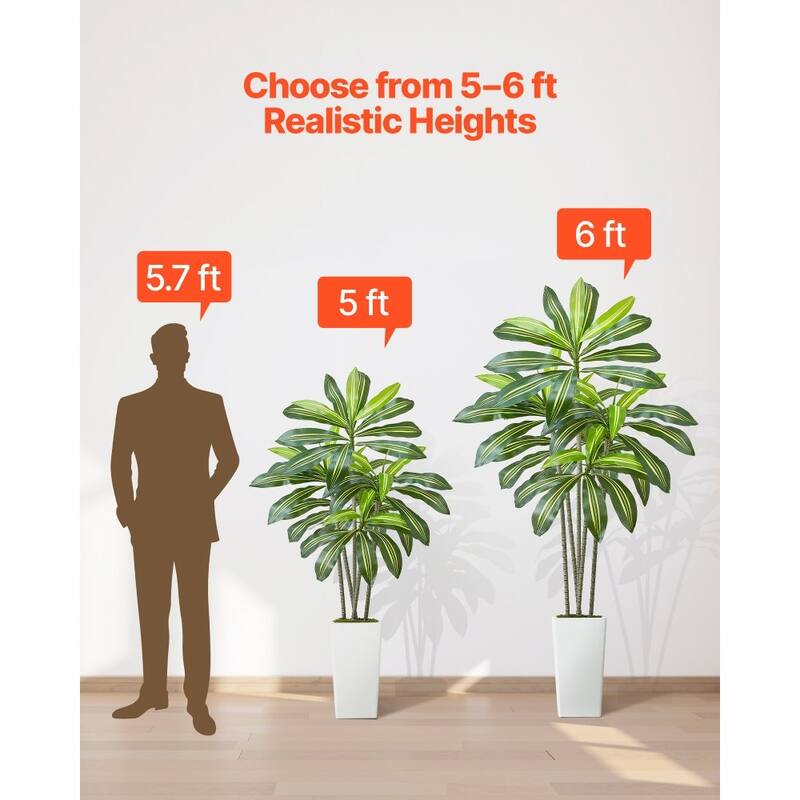 Realistic Artificial Dracaena Tree with Moss Planter and Lifelike PE Leaves for Indoor Home Decor