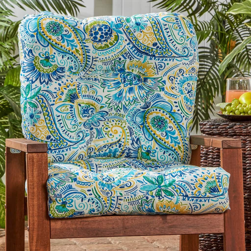 Painted Paisley Outdoor Seat/Back Chair Cushion (Cushion Only)