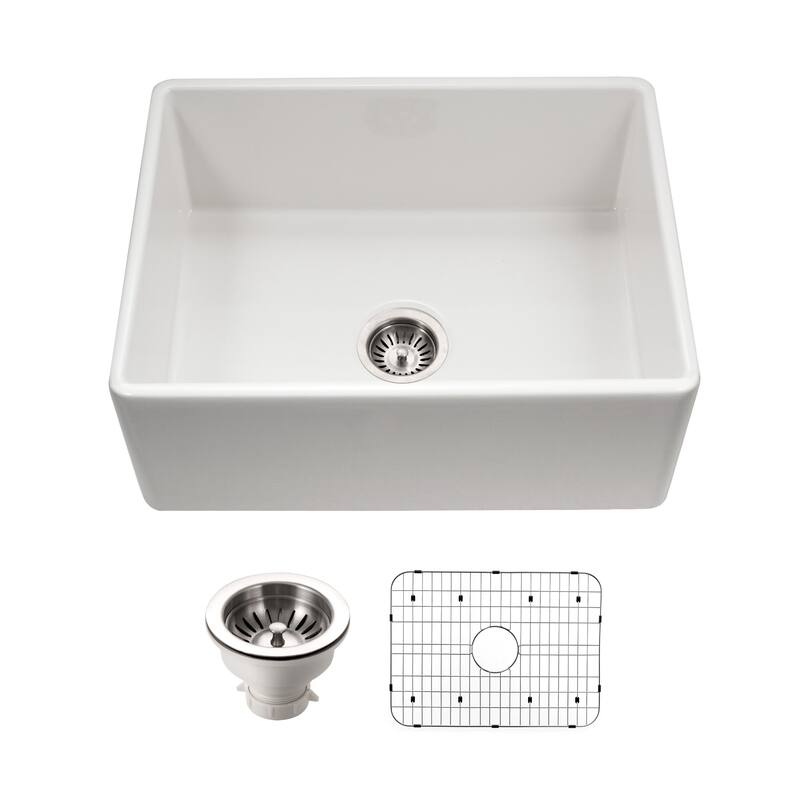 Houzer PTS-2600-C Platus 26" Farmhouse Single Basin Fireclay Kitchen - White
