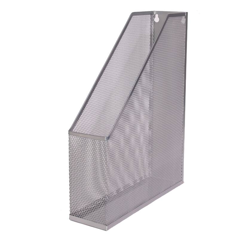 Mesh Steel Wall mount Hanging or Desktop Magazine Document Letter Mail File Holder 12 In. H 10 In. L 3 In. W, pack of 1 - Silver