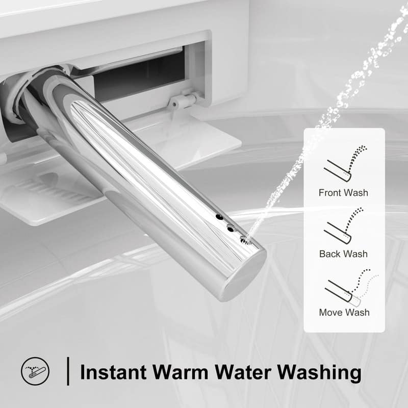 HOROW Elongated Smart Bidet Toilet Tankless Dual Flush Heated Seat Remote White - N/A