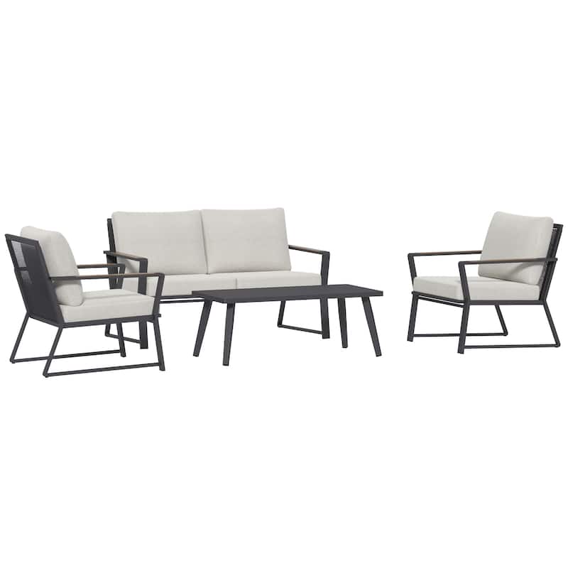 White 4 Piece Aluminum Patio Conversation Set