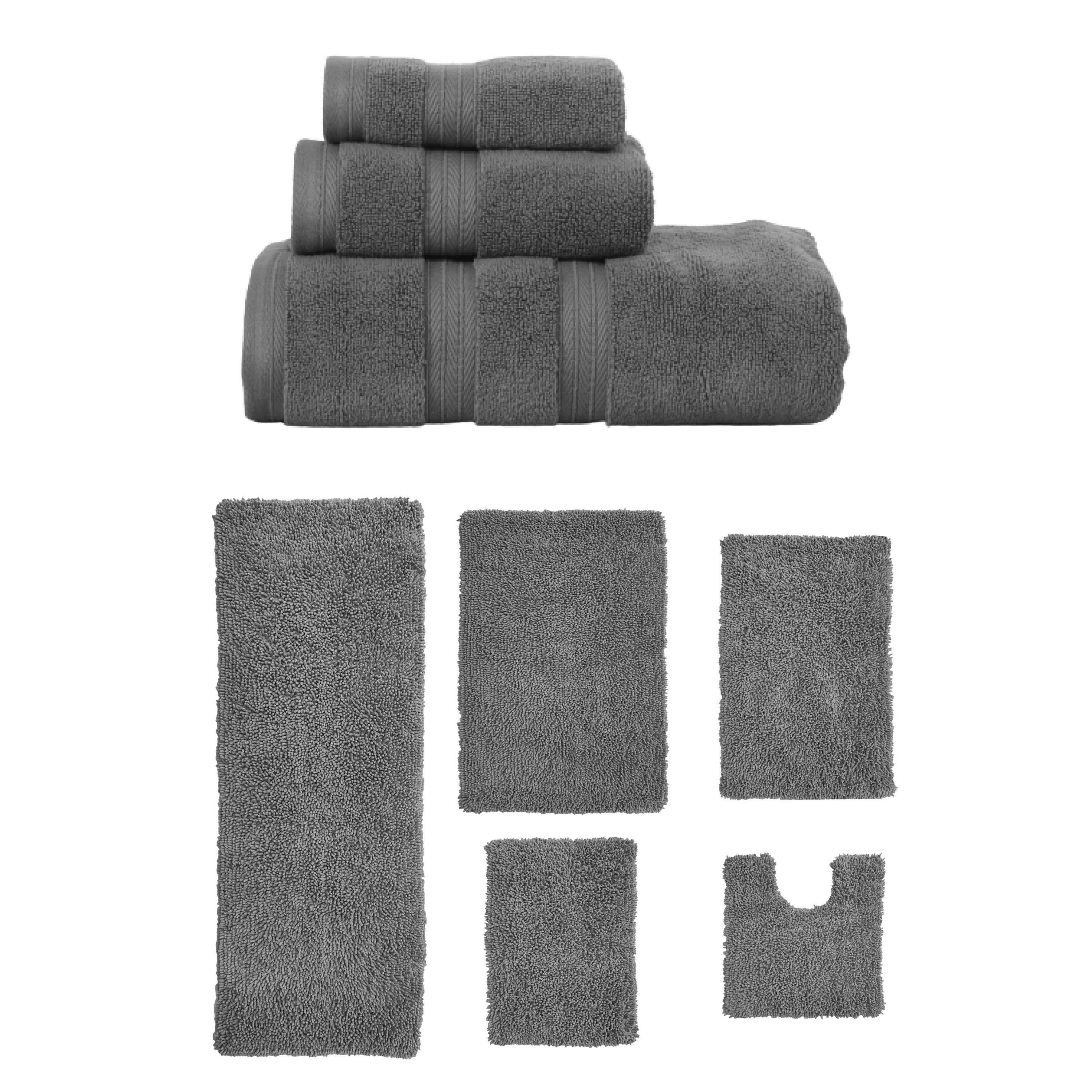 Home Weavers Fantasia Collection 100% Soft Cotton Super Absorbent 3 Pc Towel Set & 5 Pc Bath Rug Set, Machine Wash (Set of 8)