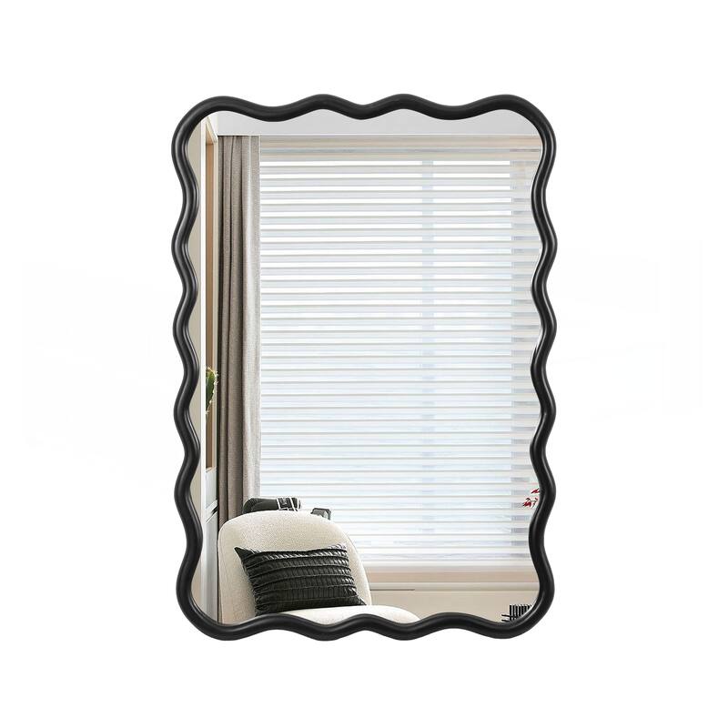 Solid Wood Wavy Rectangle Mirror