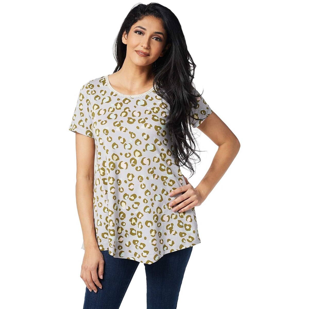 Shop Logo By Lori Goldstein Womens Cotton Modal Swing Top 2x Dove