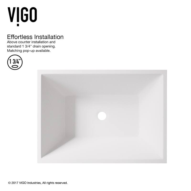 VIGO Vinca 18"L x 14"W x 5"H Matte Stone Rectangular Bathroom Vessel Sink
