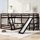 preview thumbnail 3 of 7, Espresso Twin Over Full Solid Pine Bunk Bed with Loft Bed, Desk, Slide