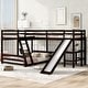 preview thumbnail 12 of 16, Twin over Full Solid Pine Wood Bunk Bed with Twin Loft Bed, Built-in Desk, Slide