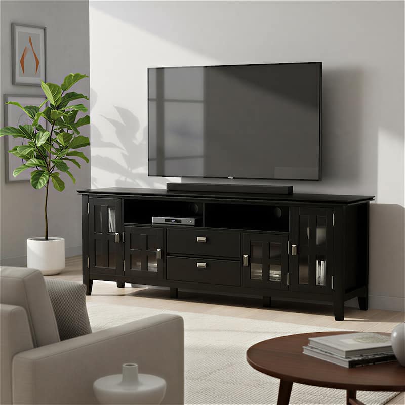 WYNDENHALL Stratford SOLID WOOD 72" Wide TV Media Stand For TVs up to 80"