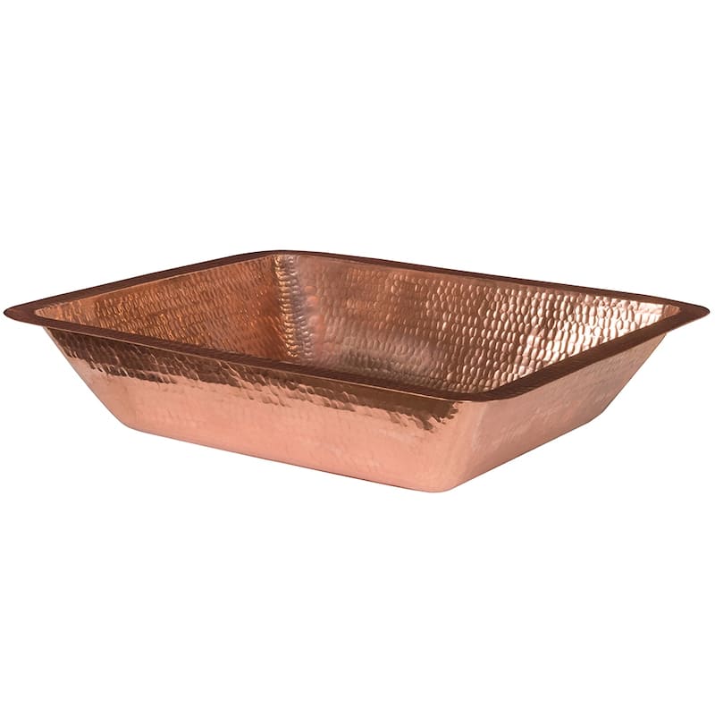 19-in Rectangle Under Counter Hammered Copper Bathroom Sink in Polished Copper (LREC19PC)