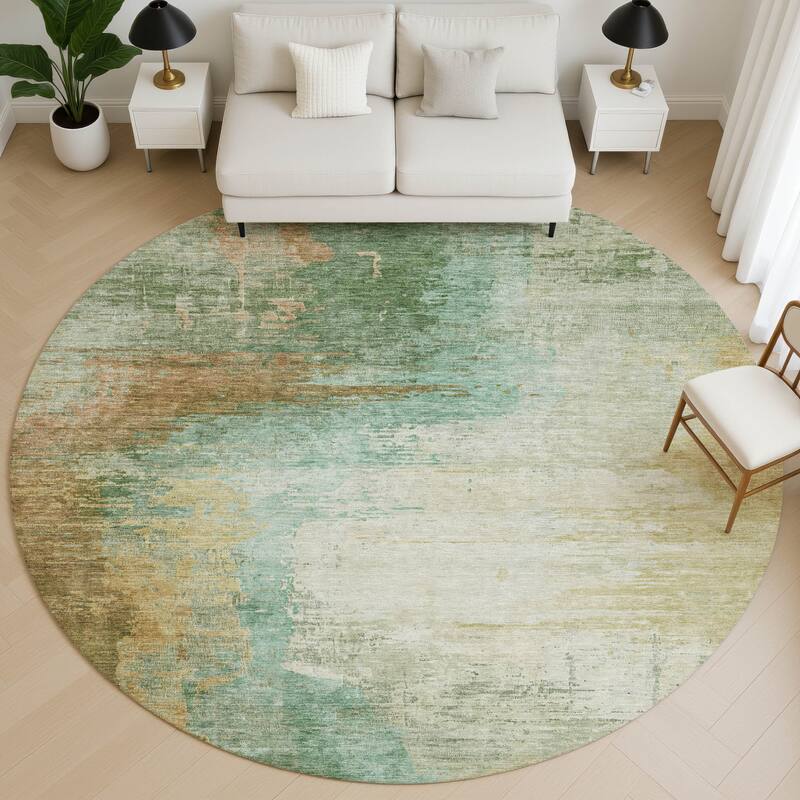 Premium Washable Super Soft Abstract Soid Mayfield Rug - Aloe - 8' x 8'