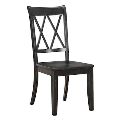 2PCS Side Chairs,Pine Veneer Transitional Double-X Back Design Dining Chair