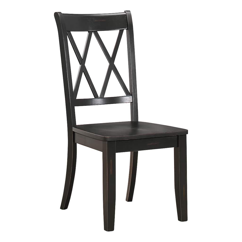 2PCS Side Chairs,Pine Veneer Transitional Double-X Back Design Dining Chair