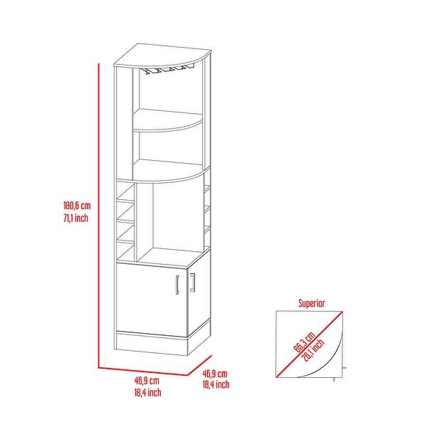 dimension image slide 1 of 9, TUHOME Syrah Space Efficient Corner Bar Cabinet with 2-Doors