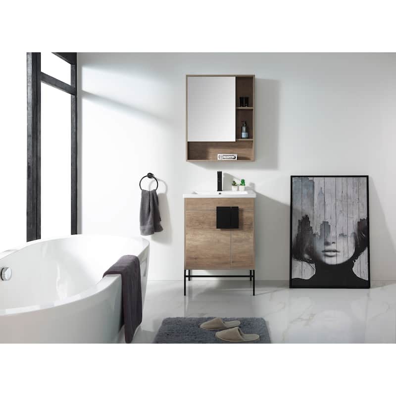 24-inch Modern Bathroom Vanity Set w/ Vitreous China Sink Top