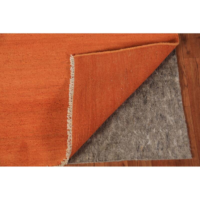 Orange Gabbeh Oriental Runner Rug Hand-Knotted Wool Carpet - 3'0" x 9'10"
