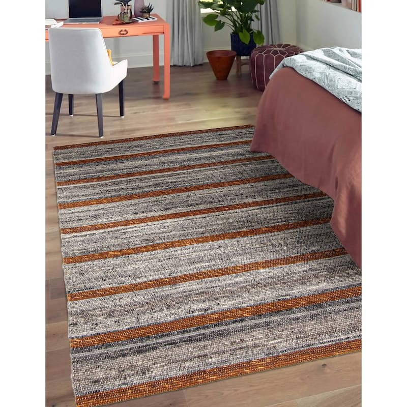 ECARPETGALLERY Braid weave Sienna Grey Wool Rug - 5'2 x 7'1