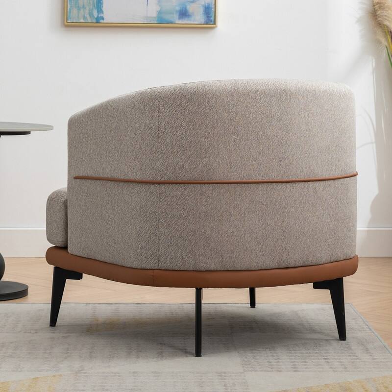 28.9" Two-tone Barrel Fabric Chair, Upholstered Round Armchair