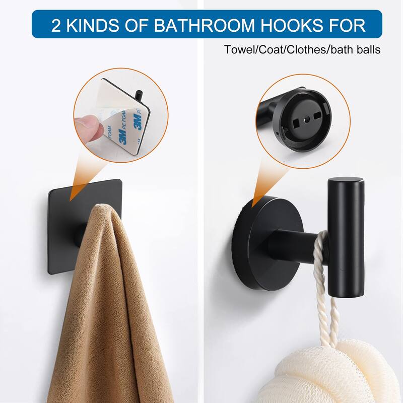 Topcraft Wall Mounted Stainless Steel Bathroom 5-Piece Hardware Set