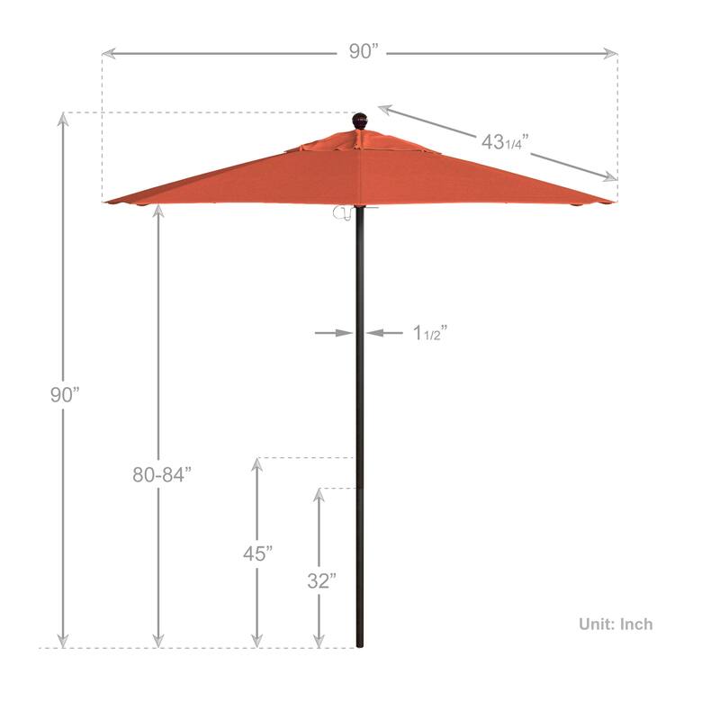 California Umbrella 7.5' Rd.. Aluminum Frame, Fiberglass Rib Market Umbrella, Push Open, Bronze Finish, Olefin Fabric