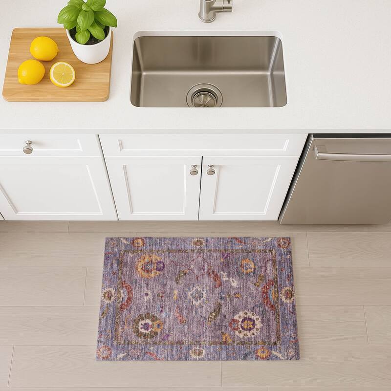 Machine Washable Indoor/ Outdoor Traditional Boho Chantille Rug