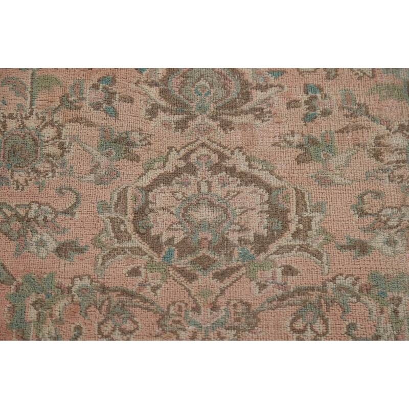 Hand Knotted Oriental 100% Wool Carpet Traditional Floral Pink Mashad Area Rug - 12' 3'' X 9' 4''