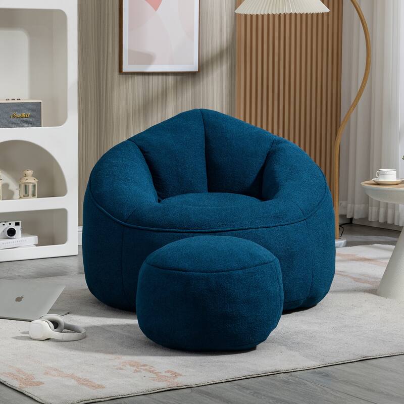 High Pressure Foam Bean Bag Chair with Padded Foam Padding Compressed Bean Bag With Footrest