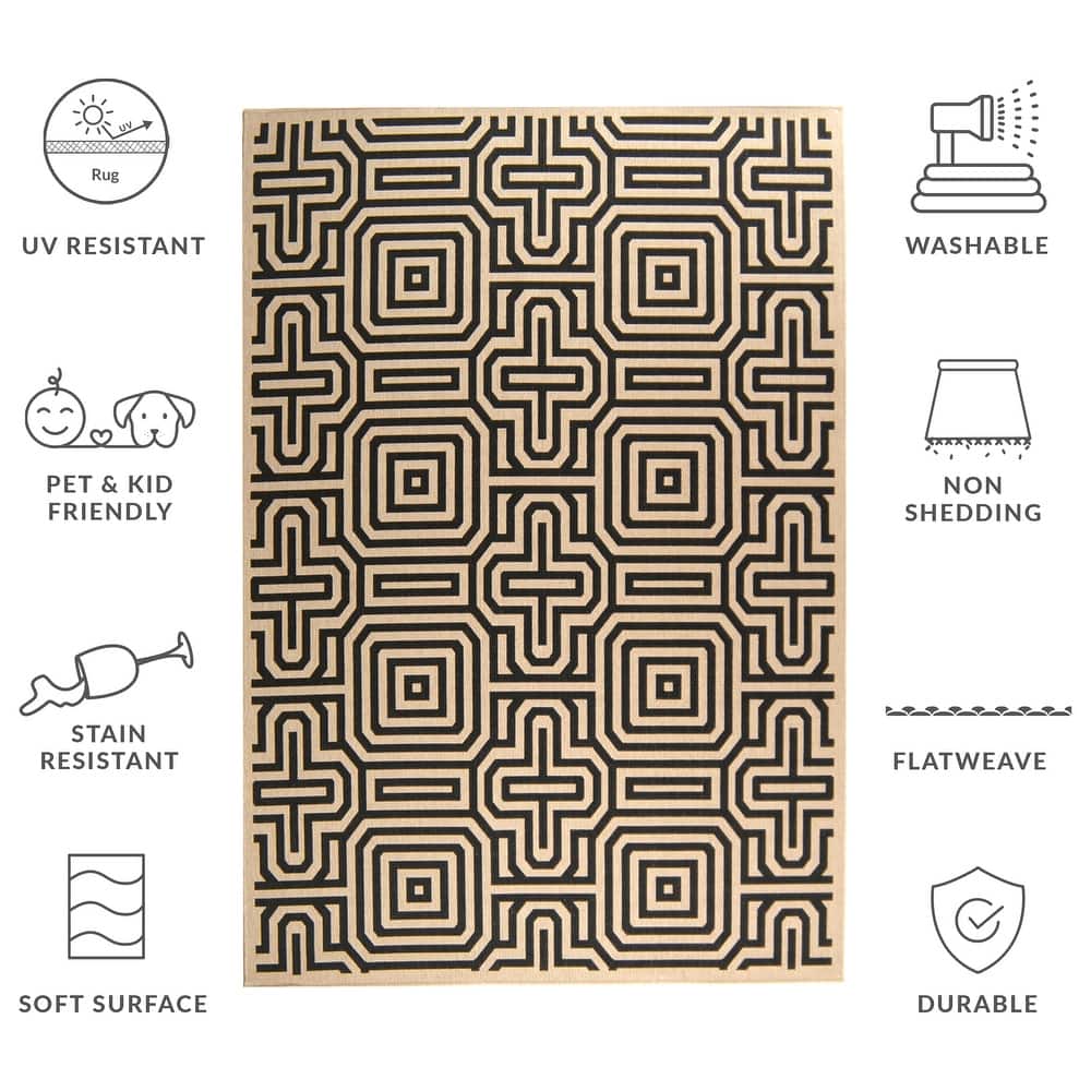 SAFAVIEH, Courtyard Gerdine Indoor/ Outdoor Waterproof Patio Backyard Rug