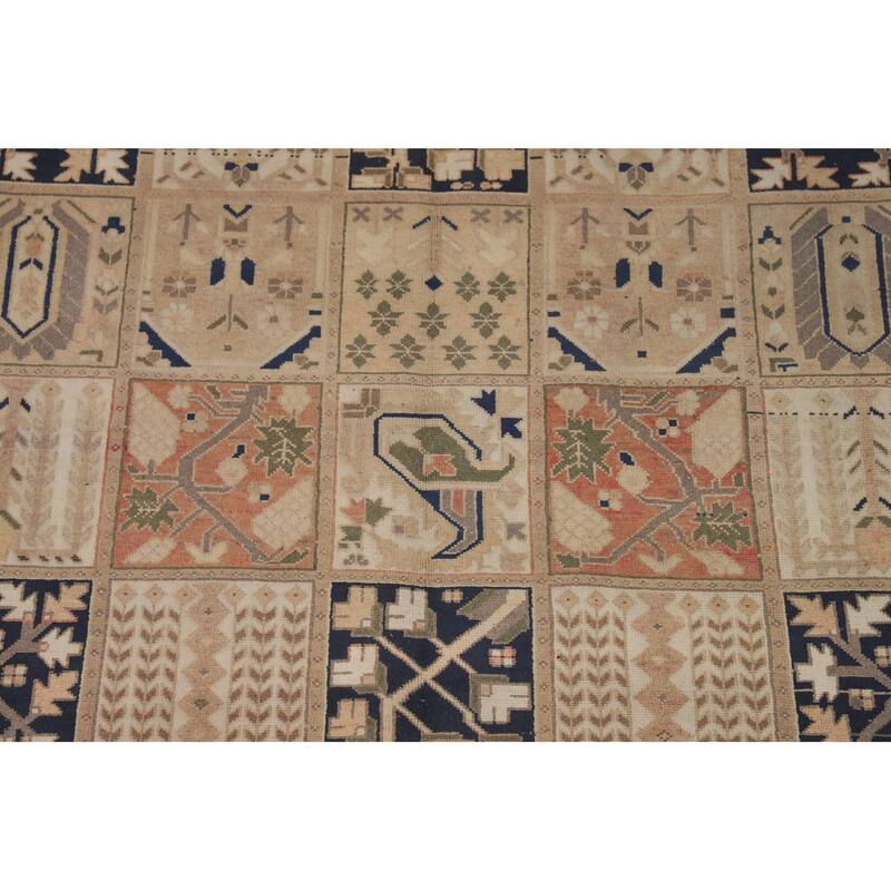 Garden Design Bakhtiari Persian Vintage Rug Handmade Peach Wool Carpet - 6'9"x 10'4"
